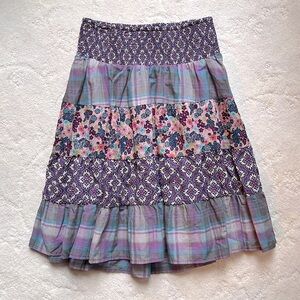 NWOT XS Juniors Purple Plaid and Flower Pattern Skirt, Mossimo